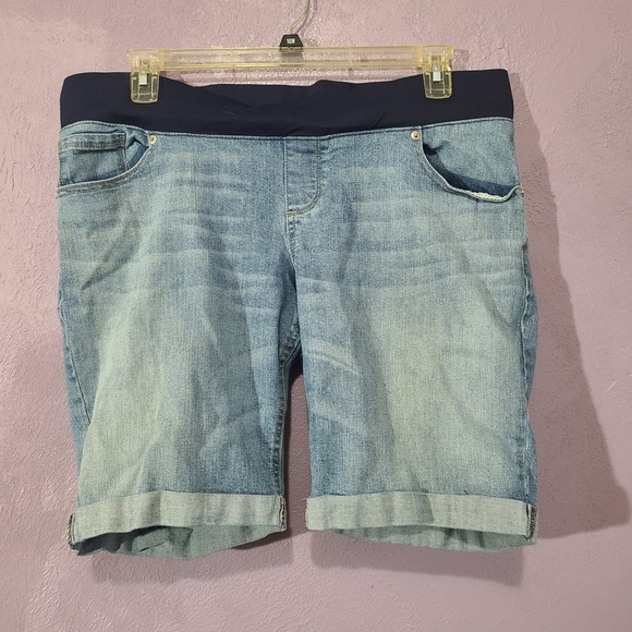 Great Expectations Maternity Jean Shorts Womens XL 16 18 Light Wash Denim Cuffed - Picture 1 of 4